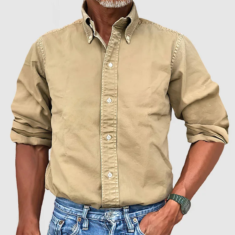 Leonardo™ - Långärmad Mjuk Casual Herrtröja Khaki / S