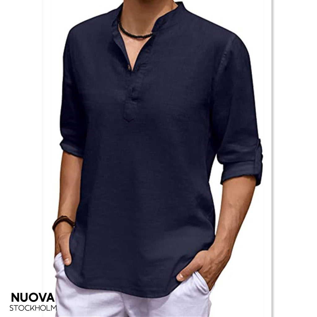 Elvins Het Ultracomfortabele Casual Overhemd Met Lange Mouwen Blauw / S