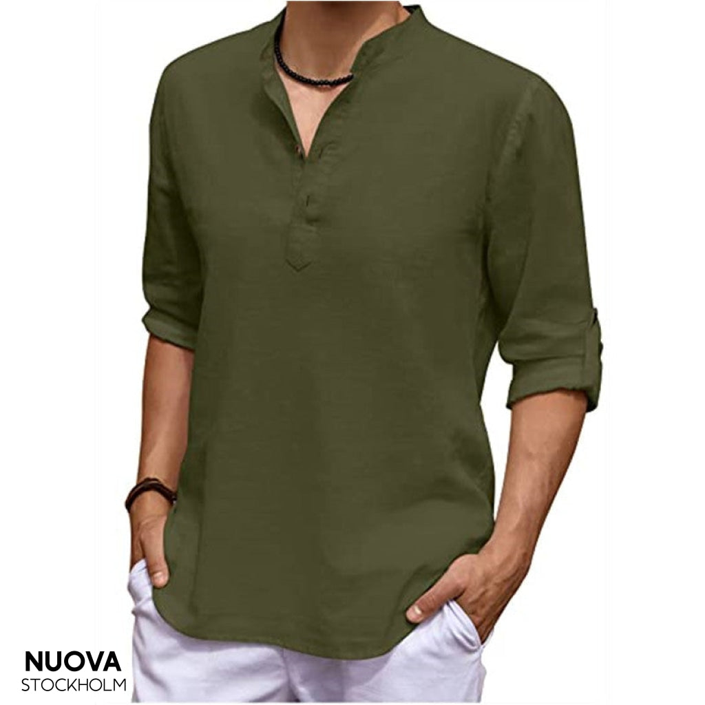 Elvins Het Ultracomfortabele Casual Overhemd Met Lange Mouwen Groen / S