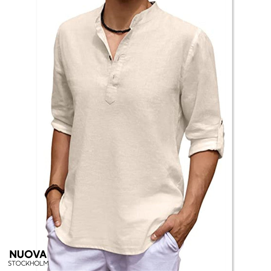 Elvins Het Ultracomfortabele Casual Overhemd Met Lange Mouwen Khaki / S