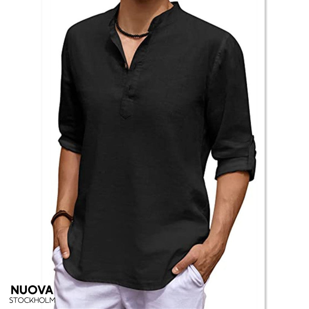 Elvins Het Ultracomfortabele Casual Overhemd Met Lange Mouwen Zwart / S