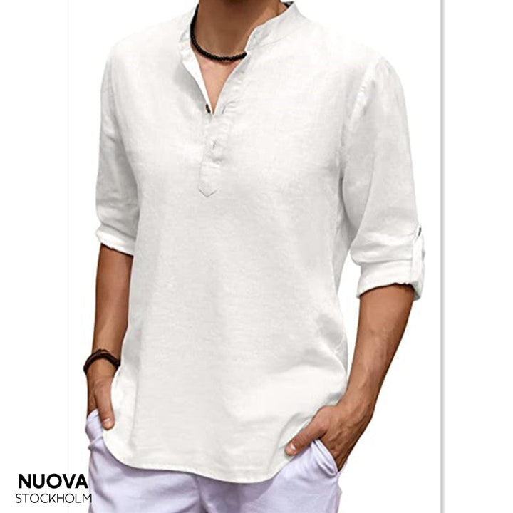 Elvins Het Ultracomfortabele Casual Overhemd Met Lange Mouwen Wit / S